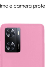 NoXx Hoes Geschikt voor OPPO A57s Hoesje Cover Siliconen Back Case Hoes Met 2x Screenprotector - Lichtroze