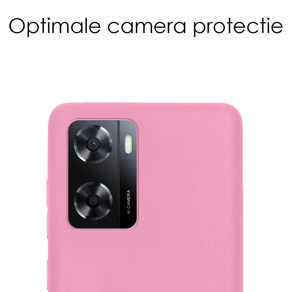 NoXx Hoes Geschikt voor OPPO A57s Hoesje Cover Siliconen Back Case Hoes Met 2x Screenprotector - Lichtroze