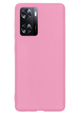 NoXx Hoes Geschikt voor OPPO A57s Hoesje Cover Siliconen Back Case Hoes Met 2x Screenprotector - Lichtroze