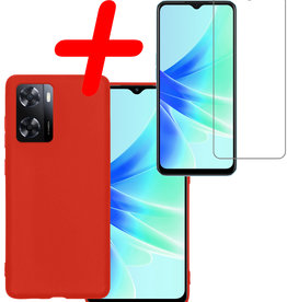 BASEY. BASEY. OPPO A57s Hoesje Siliconen Met Screenprotector - Rood
