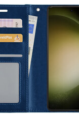 BASEY. Hoes Geschikt voor Samsung S23 Hoesje Bookcase Hoes Flip Case Book Cover - Hoesje Geschikt voor Samsung Galaxy S23 Hoes Book Case Hoesje - Donkerblauw