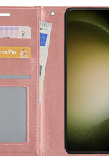 BASEY. Hoes Geschikt voor Samsung S23 Hoesje Bookcase Hoes Flip Case Book Cover - Hoesje Geschikt voor Samsung Galaxy S23 Hoes Book Case Hoesje - Rosé goud