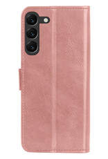 BASEY. Hoes Geschikt voor Samsung S23 Hoesje Bookcase Hoes Flip Case Book Cover - Hoesje Geschikt voor Samsung Galaxy S23 Hoes Book Case Hoesje - Rosé goud