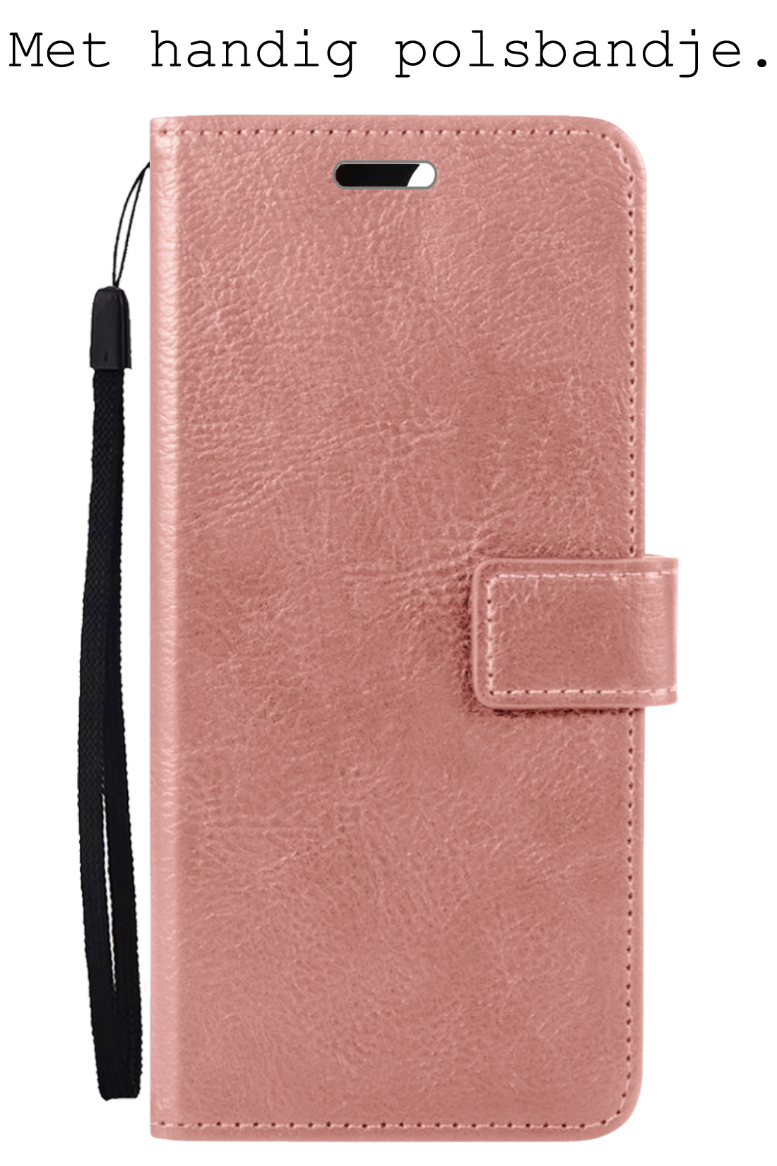 BASEY. Hoes Geschikt voor Samsung S23 Hoesje Bookcase Hoes Flip Case Book Cover - Hoesje Geschikt voor Samsung Galaxy S23 Hoes Book Case Hoesje - Rosé goud