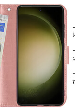 BASEY. Hoes Geschikt voor Samsung S23 Hoesje Bookcase Hoes Flip Case Book Cover - Hoesje Geschikt voor Samsung Galaxy S23 Hoes Book Case Hoesje - Rosé goud