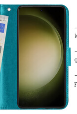 BASEY. Hoes Geschikt voor Samsung S23 Hoesje Bookcase Hoes Flip Case Book Cover - Hoesje Geschikt voor Samsung Galaxy S23 Hoes Book Case Hoesje - Turquoise