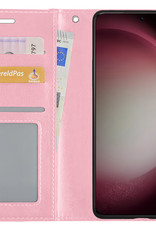 NoXx Hoes Geschikt voor Samsung S23 Hoesje Book Case Hoes Flip Cover Wallet Bookcase - Lichtroze