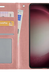 NoXx Hoes Geschikt voor Samsung S23 Hoesje Book Case Hoes Flip Cover Wallet Bookcase - Rosé goud