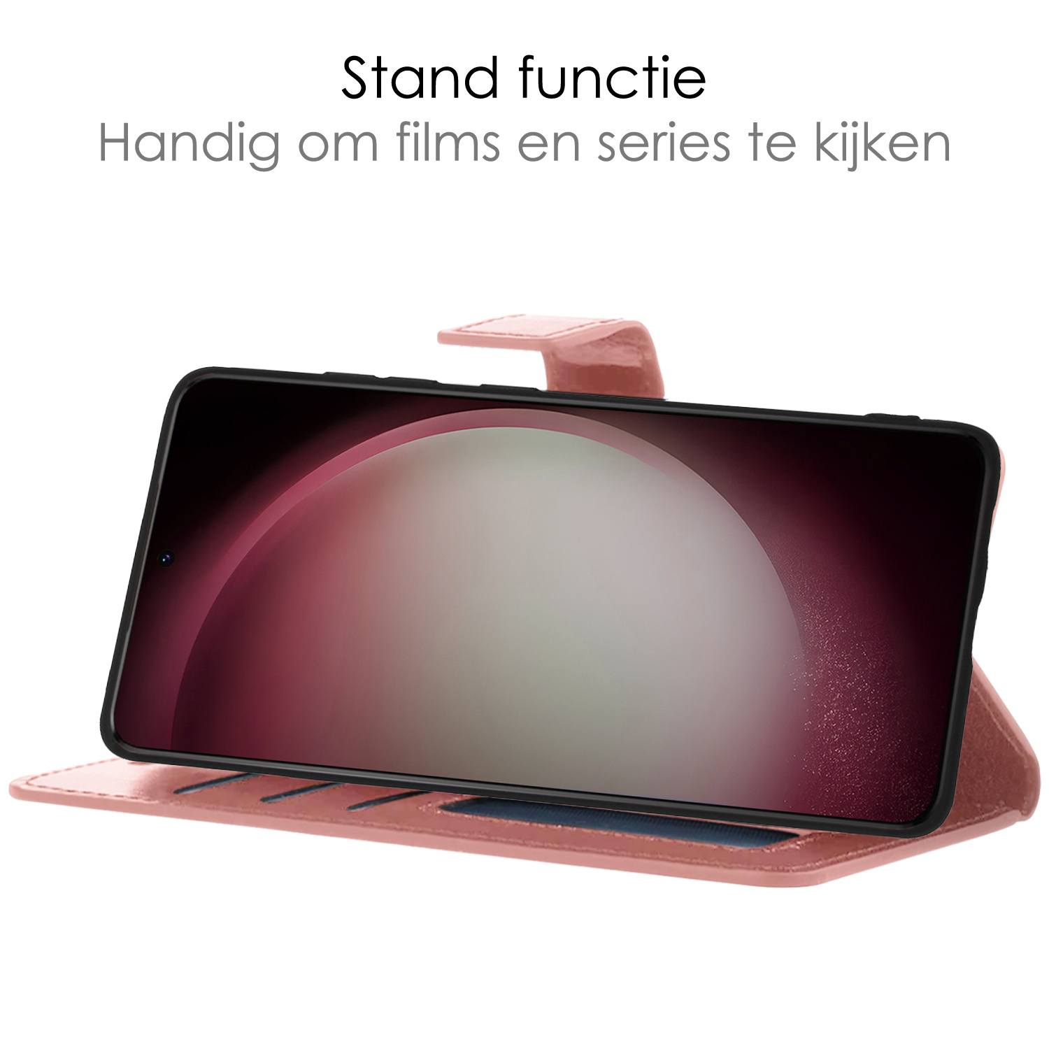 NoXx Hoes Geschikt voor Samsung S23 Hoesje Book Case Hoes Flip Cover Wallet Bookcase - Rosé goud