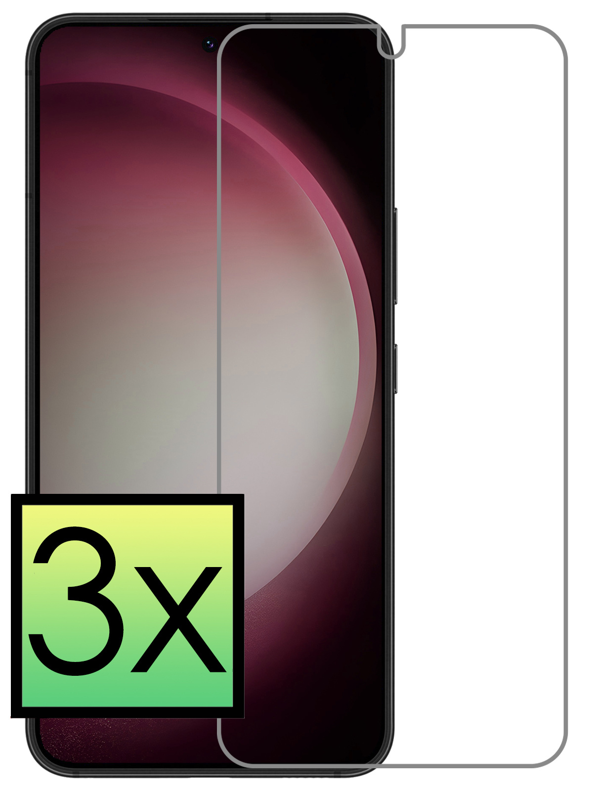 NoXx Screenprotector Geschikt voor Samsung S23 Plus Screenprotector Tempered Glass Gehard Glas Beschermglas - 3x