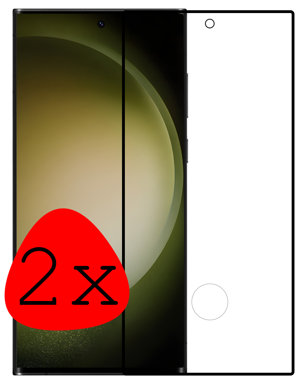 BASEY. Screenprotector Geschikt voor Samsung S23 Ultra Screenprotector Beschermglas Full Cover - Screenprotector Geschikt voor Samsung Galaxy S23 Ultra Screen Protector Full Cover - 2 Stuks