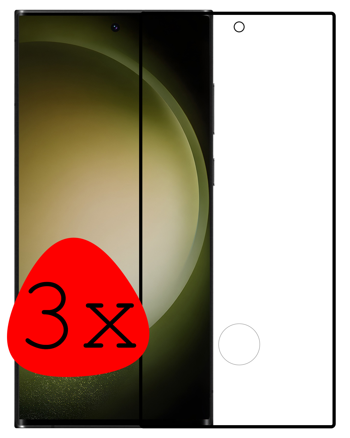 BASEY. Screenprotector Geschikt voor Samsung S23 Ultra Screenprotector Beschermglas Full Cover - Screenprotector Geschikt voor Samsung Galaxy S23 Ultra Screen Protector Full Cover - 3 Stuks