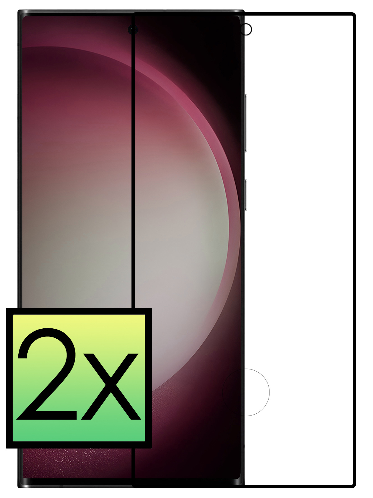 NoXx Screenprotector Geschikt voor Samsung S23 Ultra Screenprotector Tempered Glass Gehard Glas Full Cover - 2x