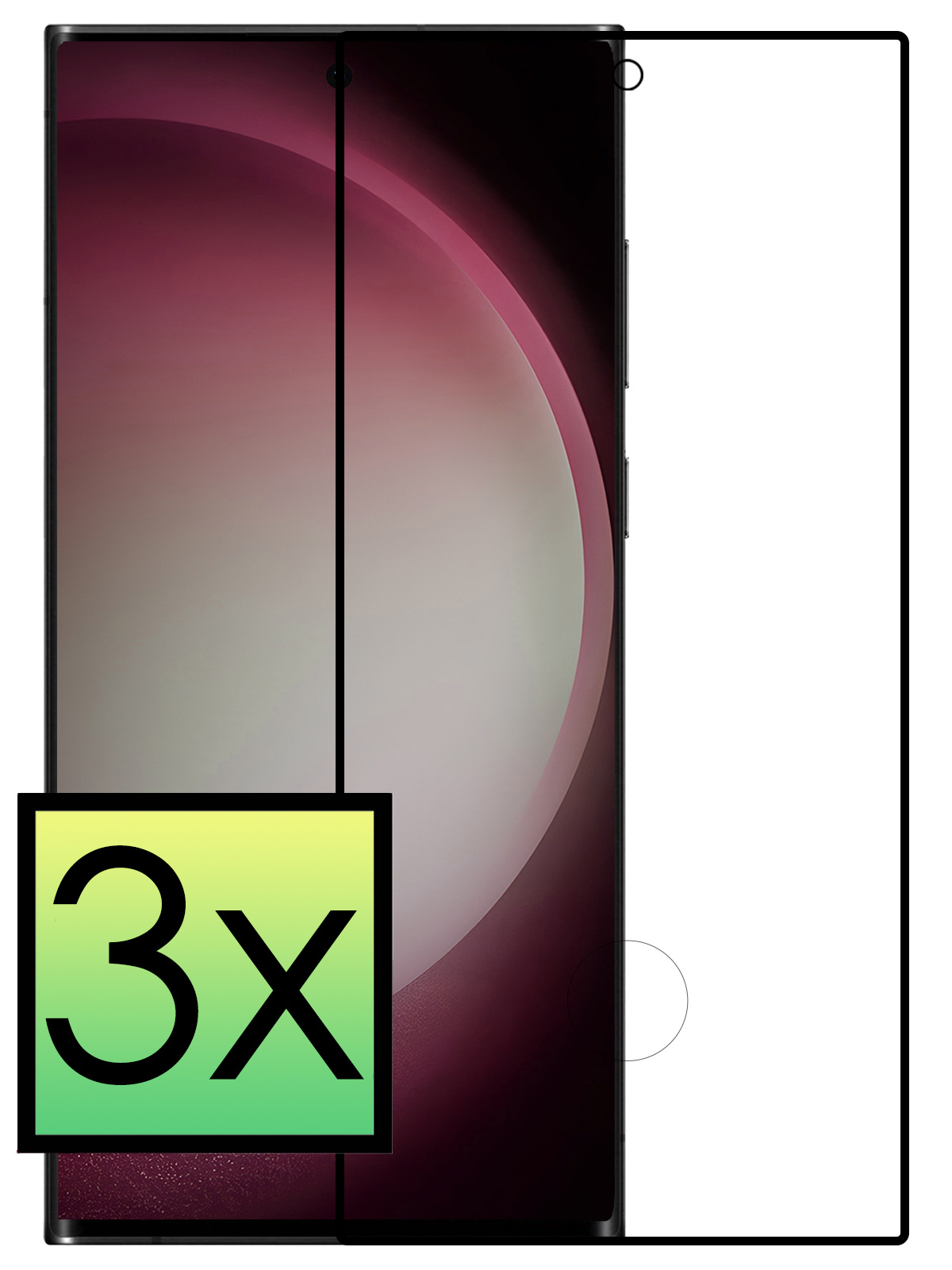 NoXx Screenprotector Geschikt voor Samsung S23 Ultra Screenprotector Tempered Glass Gehard Glas Full Cover - 3x