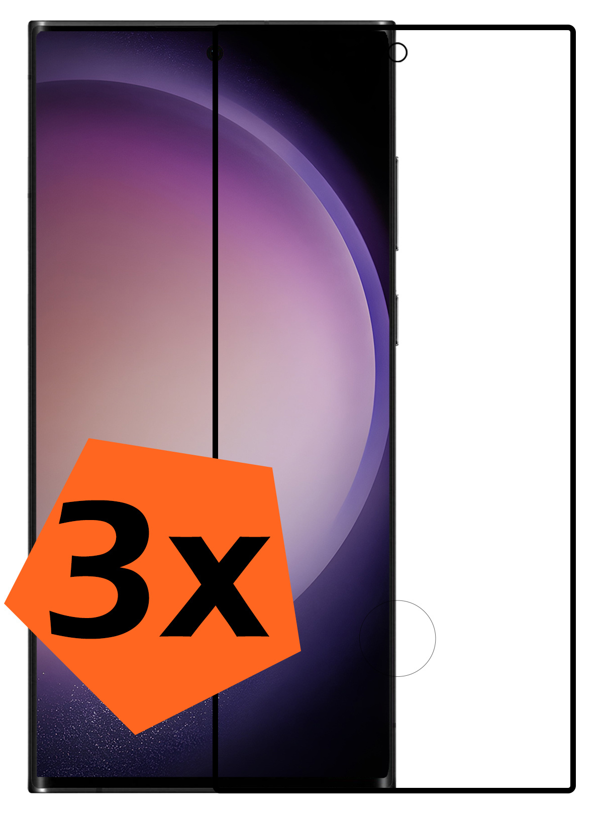 Nomfy Screenprotector Geschikt voor Samsung S23 Ultra Screenprotector Bescherm Glas - Screenprotector Geschikt voor Samsung Galaxy S23 Ultra Screen Protector Tempered Glass Full Screen Full Cover - 3 PACK