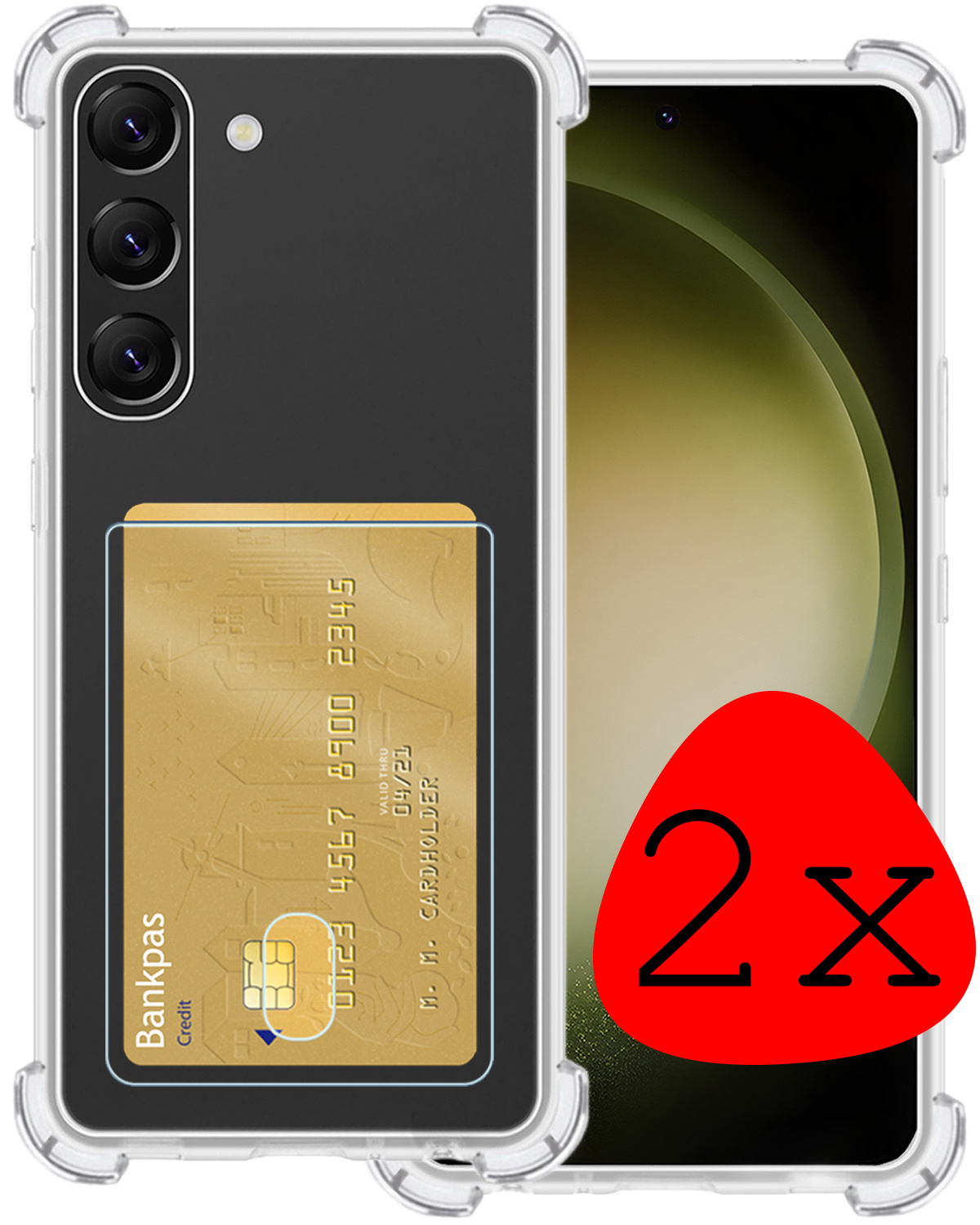 BASEY. Hoes Geschikt voor Samsung S23 Hoesje Shock Proof Case Hoes - Hoesje Geschikt voor Samsung Galaxy S23 Hoes Cover Shockproof - Transparant - 2 Stuks