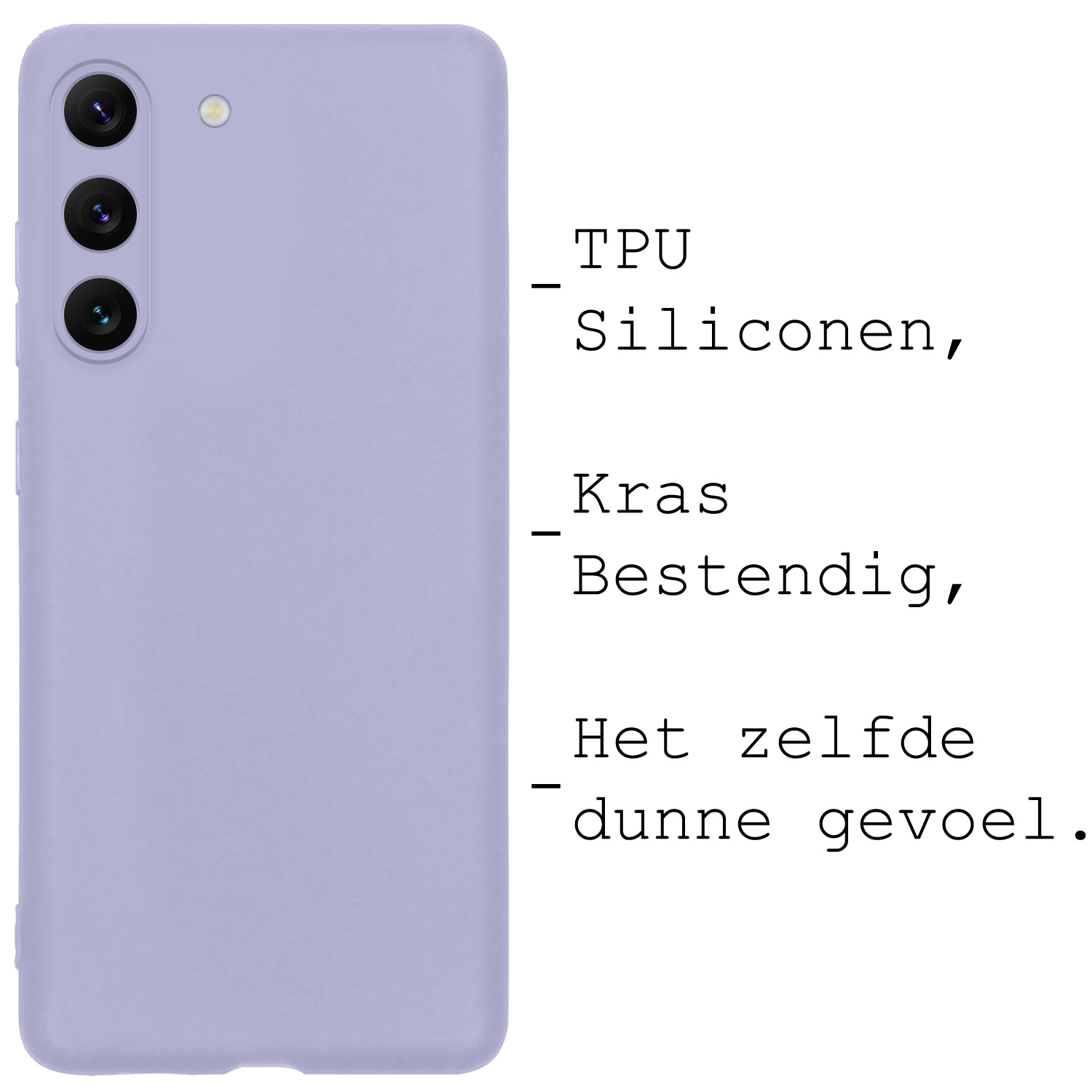 BASEY. Hoes Geschikt voor Samsung S23 Hoesje Siliconen Back Cover Case - Hoesje Geschikt voor Samsung Galaxy S23 Hoes Cover Hoesje - Lila