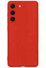 BASEY. Hoes Geschikt voor Samsung S23 Hoesje Siliconen Back Cover Case - Hoesje Geschikt voor Samsung Galaxy S23 Hoes Cover Hoesje - Rood