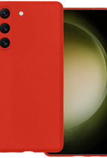 BASEY. Hoes Geschikt voor Samsung S23 Hoesje Siliconen Back Cover Case - Hoesje Geschikt voor Samsung Galaxy S23 Hoes Cover Hoesje - Rood