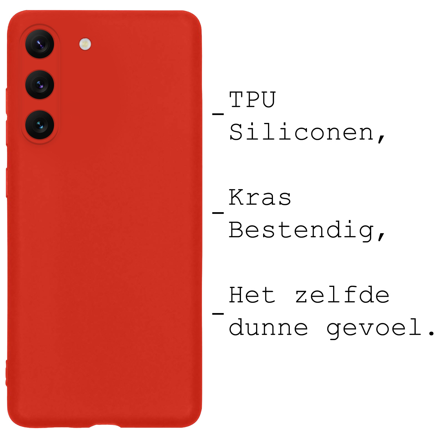 BASEY. Hoes Geschikt voor Samsung S23 Hoesje Siliconen Back Cover Case - Hoesje Geschikt voor Samsung Galaxy S23 Hoes Cover Hoesje - Rood