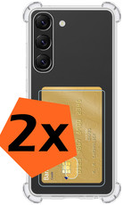 Nomfy Hoesje Geschikt voor Samsung S23 Hoesje Pasjeshouder Shockproof Pas Houder - Hoesje Geschikt voor Samsung Galaxy S23 Hoes Met Kaarthouder - Transparant - 2 PACK
