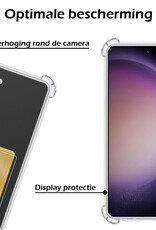 Nomfy Hoesje Geschikt voor Samsung S23 Hoesje Pasjeshouder Shockproof Pas Houder - Hoesje Geschikt voor Samsung Galaxy S23 Hoes Met Kaarthouder - Transparant - 2 PACK