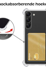 Nomfy Hoesje Geschikt voor Samsung S23 Hoesje Pasjeshouder Shockproof Pas Houder - Hoesje Geschikt voor Samsung Galaxy S23 Hoes Met Kaarthouder - Transparant - 2 PACK