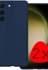 BASEY. Hoes Geschikt voor Samsung S23 Hoesje Siliconen Back Cover Case - Hoesje Geschikt voor Samsung Galaxy S23 Hoes Cover Hoesje - Donkerblauw - 2 Stuks