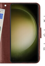 BASEY. Hoes Geschikt voor Samsung S23 Plus Hoesje Bookcase Hoes Flip Case Book Cover - Hoesje Geschikt voor Samsung Galaxy S23 Plus Hoes Book Case Hoesje - Bruin