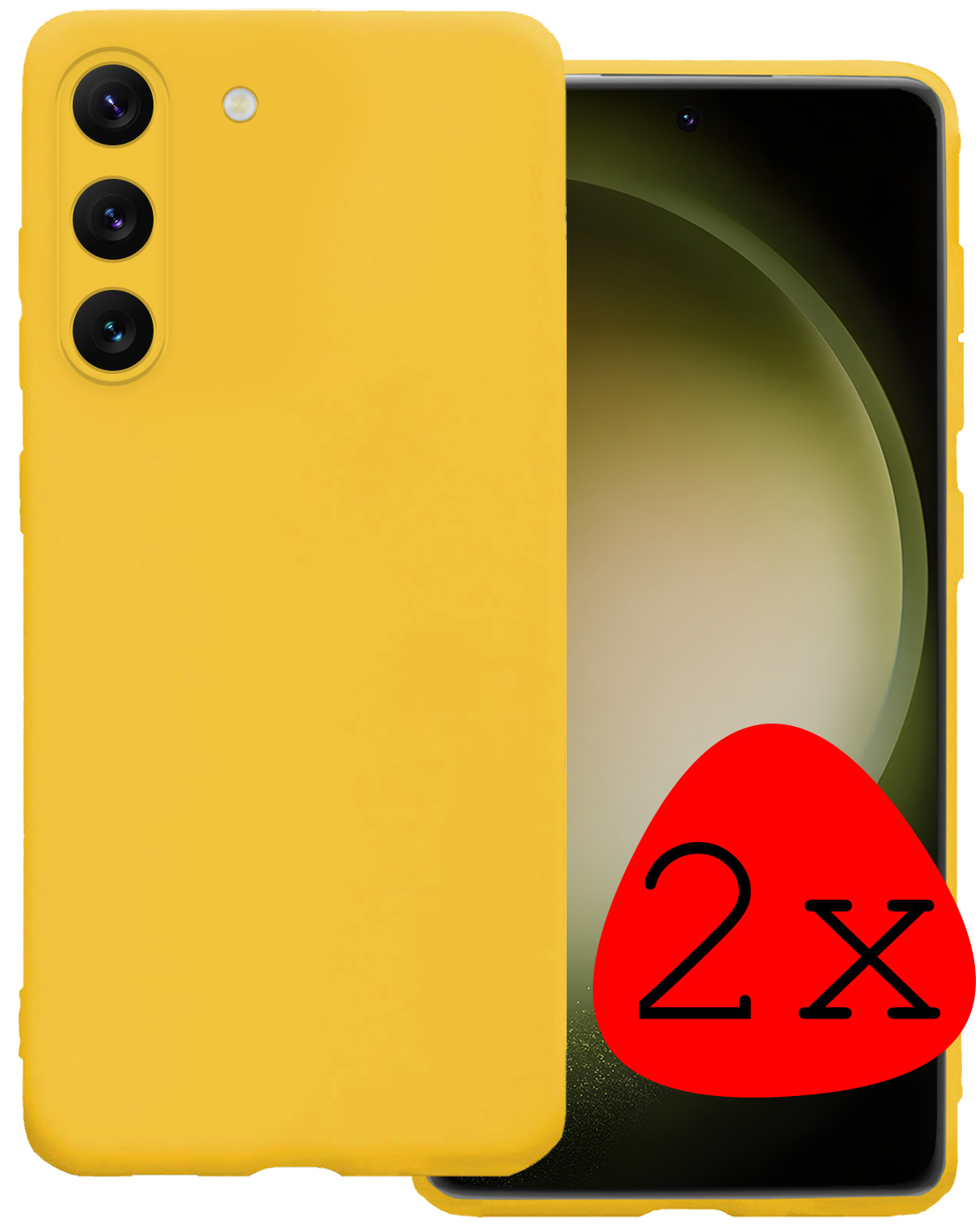 BASEY. Hoes Geschikt voor Samsung S23 Hoesje Siliconen Back Cover Case - Hoesje Geschikt voor Samsung Galaxy S23 Hoes Cover Hoesje - Geel - 2 Stuks