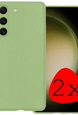 BASEY. Hoes Geschikt voor Samsung S23 Hoesje Siliconen Back Cover Case - Hoesje Geschikt voor Samsung Galaxy S23 Hoes Cover Hoesje - Groen - 2 Stuks