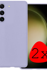 BASEY. Hoes Geschikt voor Samsung S23 Hoesje Siliconen Back Cover Case - Hoesje Geschikt voor Samsung Galaxy S23 Hoes Cover Hoesje - Lila - 2 Stuks