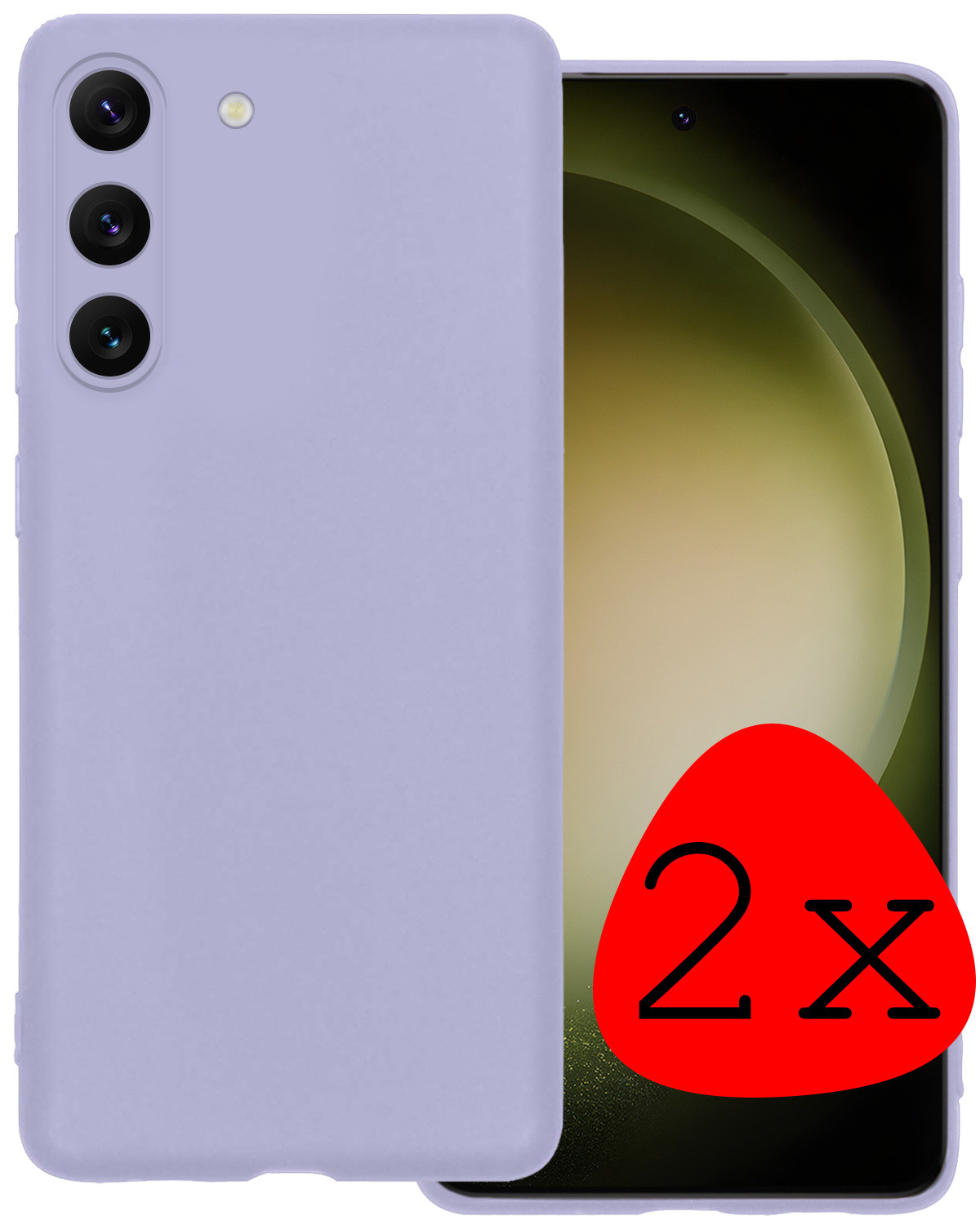 BASEY. Hoes Geschikt voor Samsung S23 Hoesje Siliconen Back Cover Case - Hoesje Geschikt voor Samsung Galaxy S23 Hoes Cover Hoesje - Lila - 2 Stuks