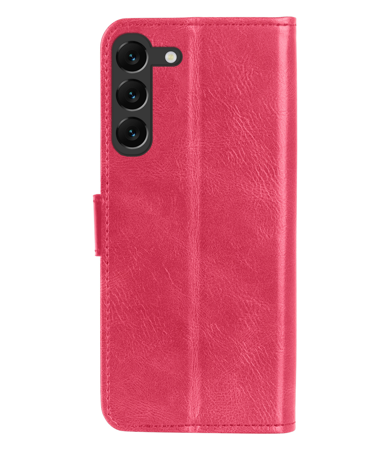 BASEY. Hoes Geschikt voor Samsung S23 Plus Hoesje Bookcase Hoes Flip Case Book Cover - Hoesje Geschikt voor Samsung Galaxy S23 Plus Hoes Book Case Hoesje - Donkerroze