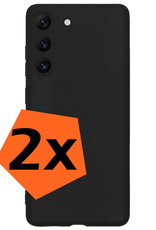 Nomfy Hoesje Geschikt voor Samsung S23 Hoesje Siliconen Cover Case - Hoes Geschikt voor Samsung Galaxy S23 Hoes Back Case - 2-PACK - Zwart