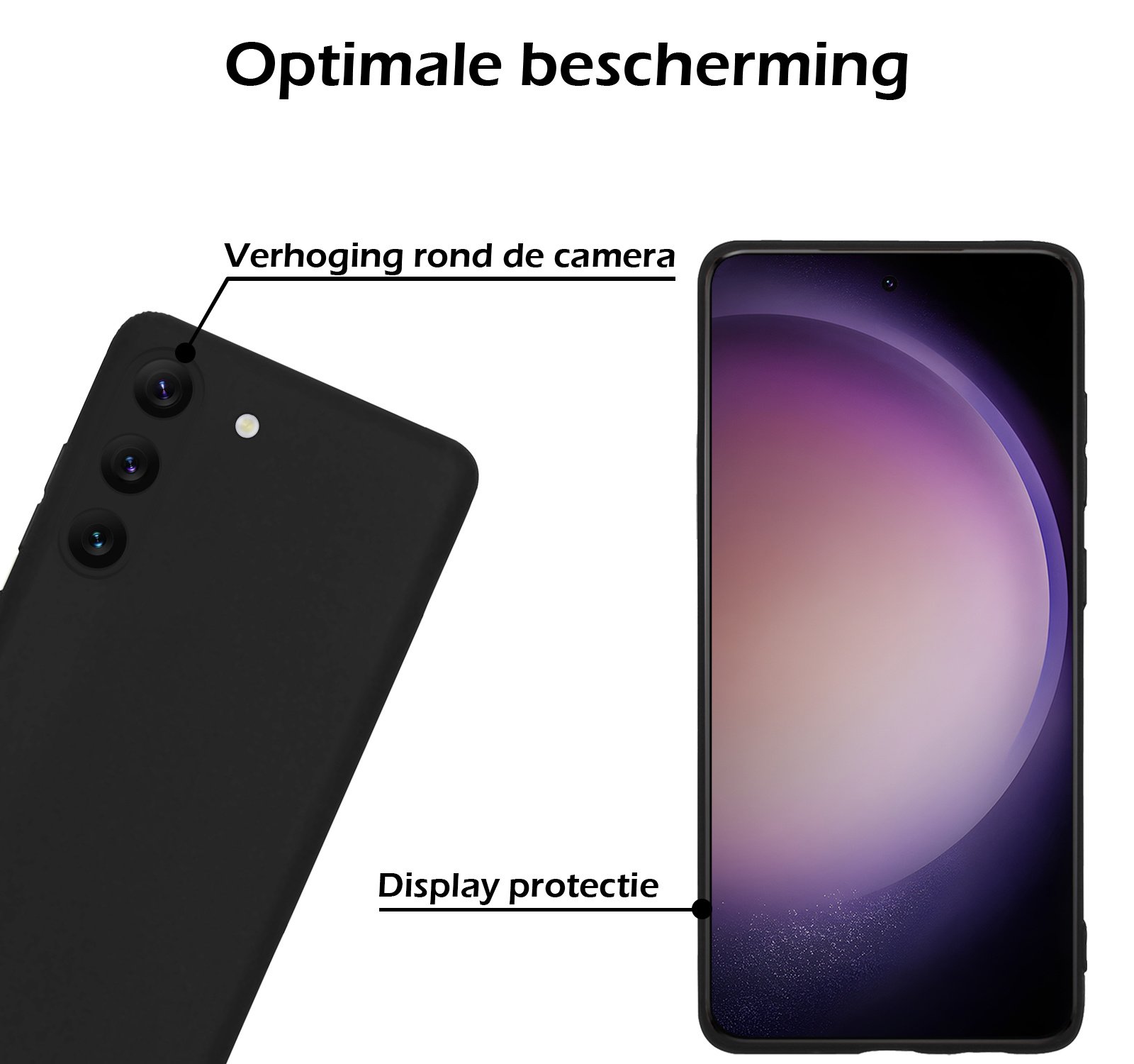 Nomfy Hoesje Geschikt voor Samsung S23 Hoesje Siliconen Cover Case - Hoes Geschikt voor Samsung Galaxy S23 Hoes Back Case - 2-PACK - Zwart