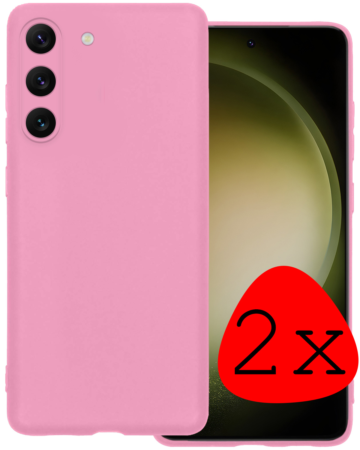 BASEY. Hoes Geschikt voor Samsung S23 Hoesje Siliconen Back Cover Case - Hoesje Geschikt voor Samsung Galaxy S23 Hoes Cover Hoesje - Lichtroze - 2 Stuks