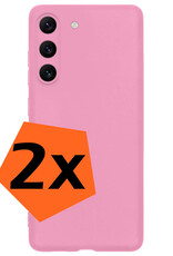 Nomfy Hoesje Geschikt voor Samsung S23 Hoesje Siliconen Cover Case - Hoes Geschikt voor Samsung Galaxy S23 Hoes Back Case - 2-PACK - Lichtroze