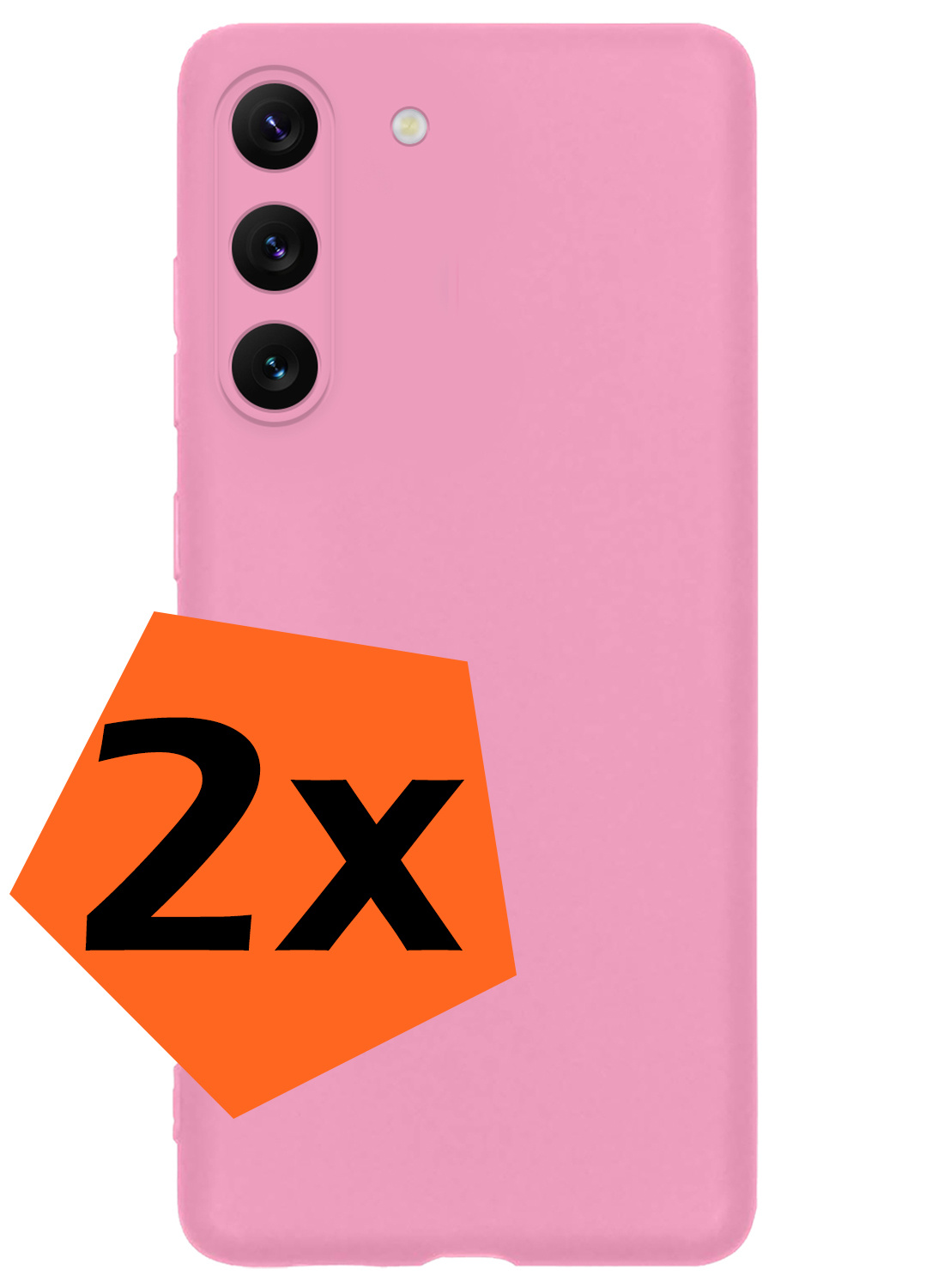 Nomfy Hoesje Geschikt voor Samsung S23 Hoesje Siliconen Cover Case - Hoes Geschikt voor Samsung Galaxy S23 Hoes Back Case - 2-PACK - Lichtroze