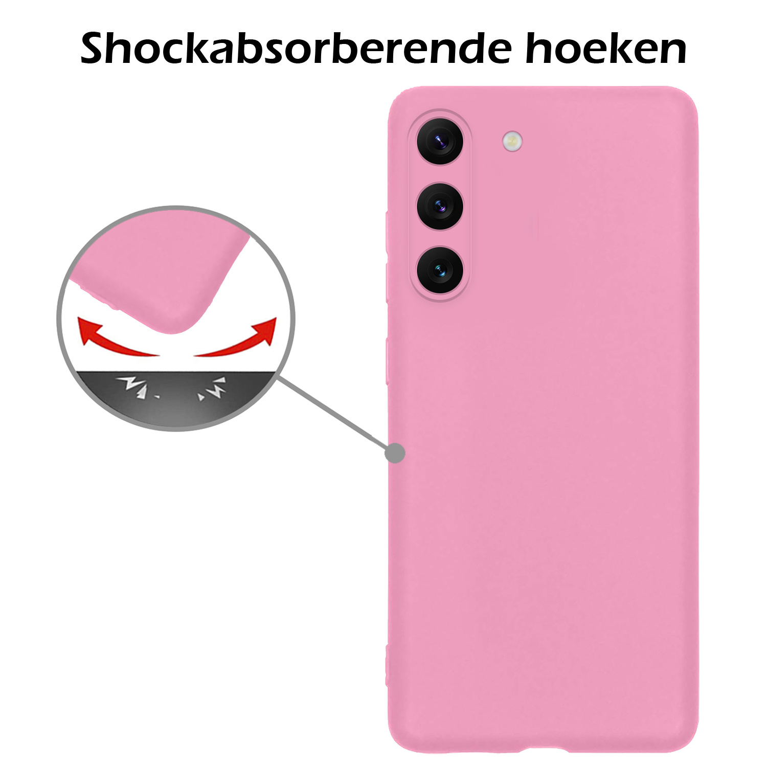 Nomfy Hoesje Geschikt voor Samsung S23 Hoesje Siliconen Cover Case - Hoes Geschikt voor Samsung Galaxy S23 Hoes Back Case - 2-PACK - Lichtroze