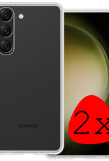 BASEY. Hoes Geschikt voor Samsung S23 Hoesje Siliconen Back Cover Case - Hoesje Geschikt voor Samsung Galaxy S23 Hoes Cover Hoesje - Transparant - 2 Stuks