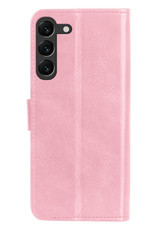 BASEY. Hoes Geschikt voor Samsung S23 Plus Hoesje Bookcase Hoes Flip Case Book Cover - Hoesje Geschikt voor Samsung Galaxy S23 Plus Hoes Book Case Hoesje - Lichtroze