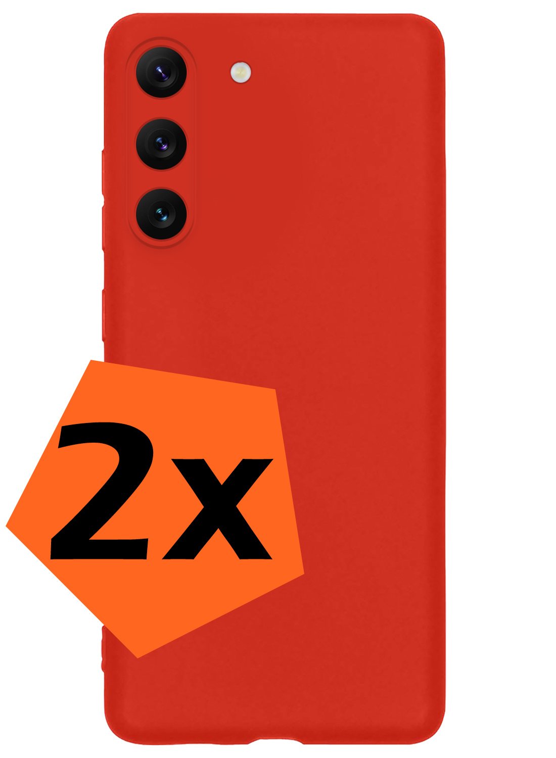 Nomfy Hoesje Geschikt voor Samsung S23 Hoesje Siliconen Cover Case - Hoes Geschikt voor Samsung Galaxy S23 Hoes Back Case - 2-PACK - Rood