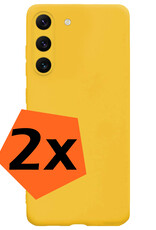 Nomfy Hoesje Geschikt voor Samsung S23 Hoesje Siliconen Cover Case - Hoes Geschikt voor Samsung Galaxy S23 Hoes Back Case - 2-PACK - Geel