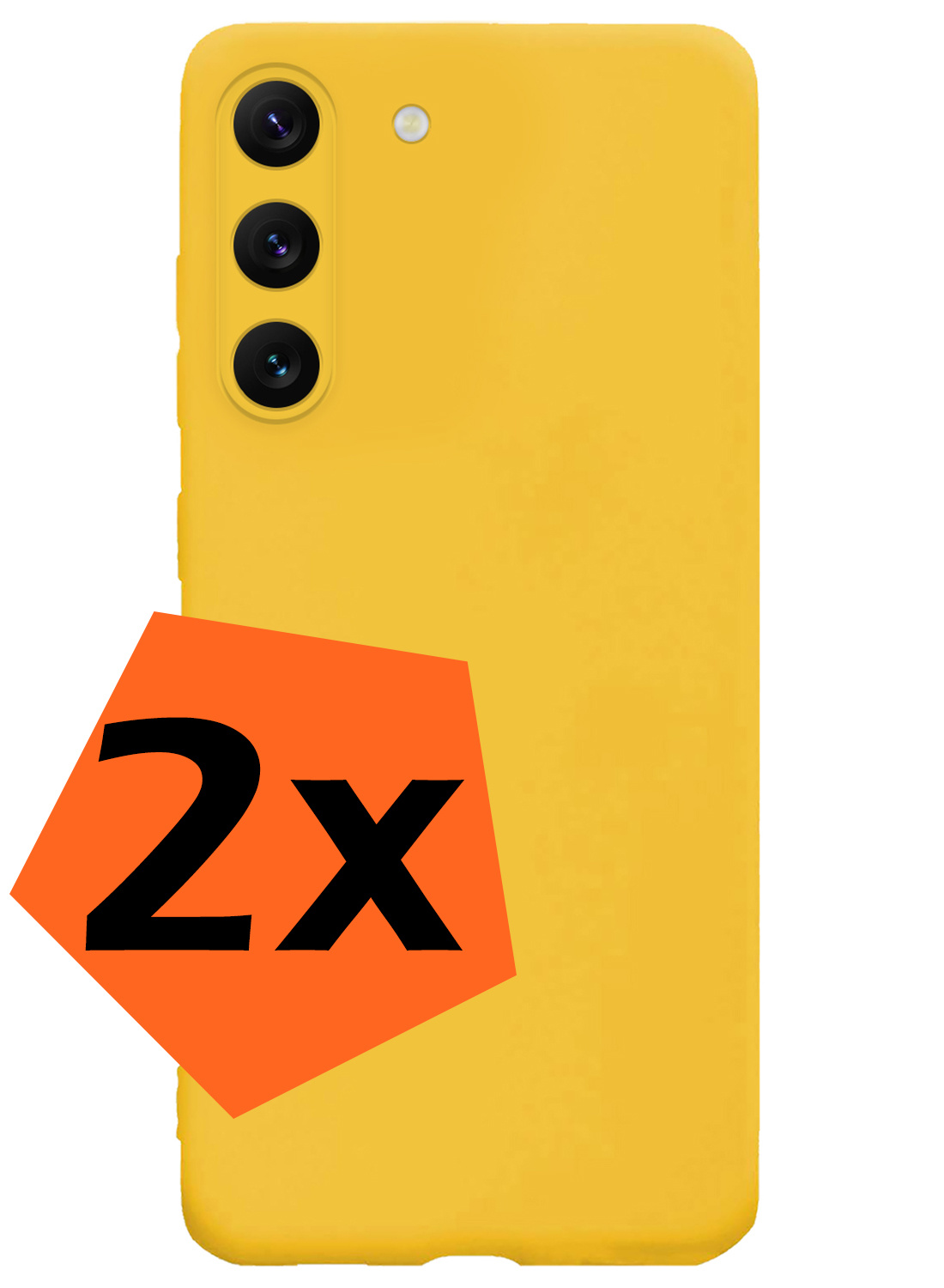 Nomfy Hoesje Geschikt voor Samsung S23 Hoesje Siliconen Cover Case - Hoes Geschikt voor Samsung Galaxy S23 Hoes Back Case - 2-PACK - Geel