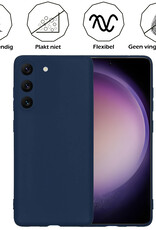 Nomfy Hoesje Geschikt voor Samsung S23 Hoesje Siliconen Cover Case - Hoes Geschikt voor Samsung Galaxy S23 Hoes Back Case - 2-PACK - Donkerblauw