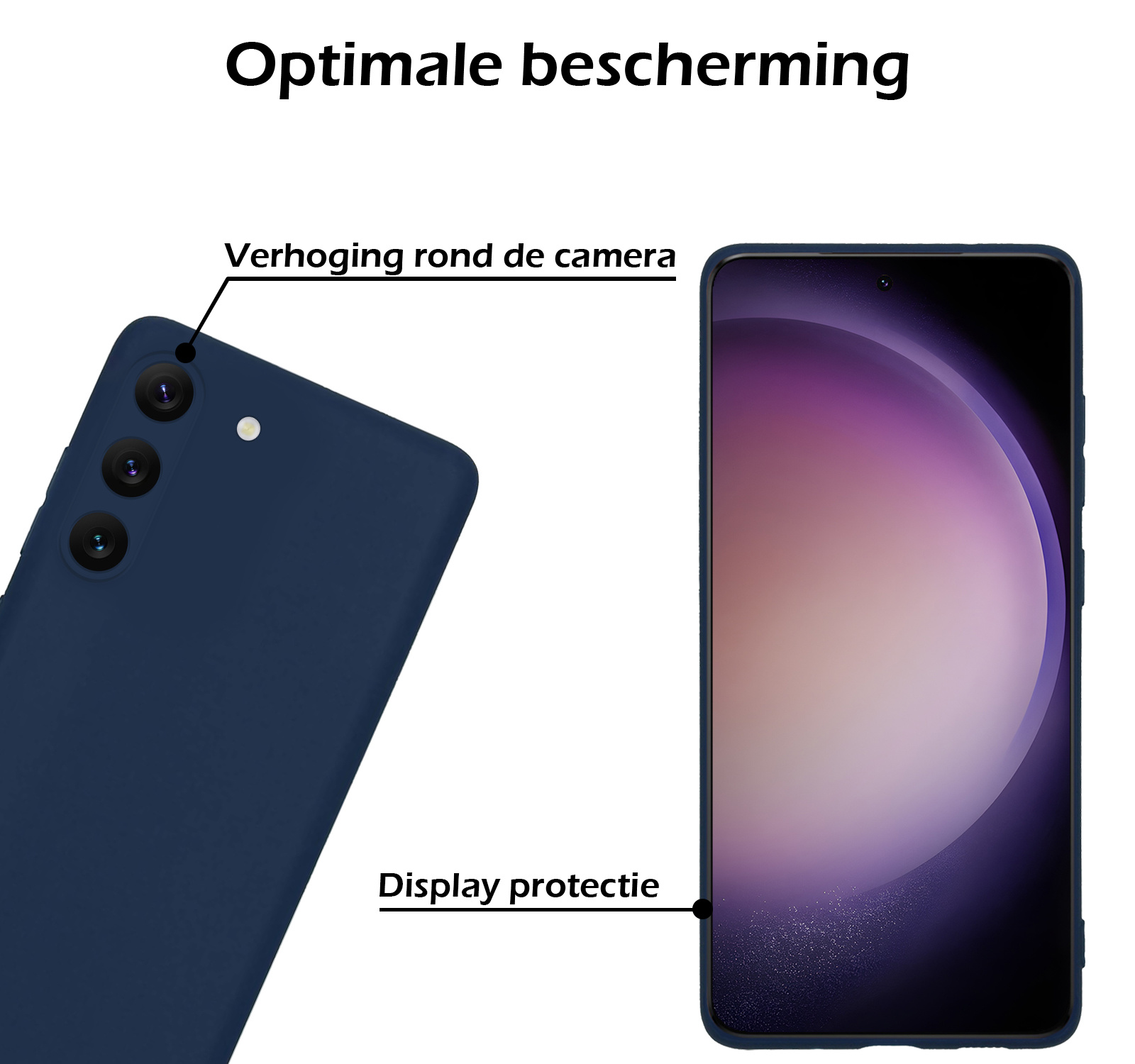 Nomfy Hoesje Geschikt voor Samsung S23 Hoesje Siliconen Cover Case - Hoes Geschikt voor Samsung Galaxy S23 Hoes Back Case - 2-PACK - Donkerblauw