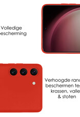 NoXx Hoes Geschikt voor Samsung S23 Hoesje Cover Siliconen Back Case Hoes - Rood