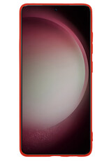 NoXx Hoes Geschikt voor Samsung S23 Hoesje Cover Siliconen Back Case Hoes - Rood