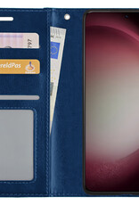 NoXx Hoes Geschikt voor Samsung S23 Plus Hoesje Book Case Hoes Flip Cover Wallet Bookcase - Donkerblauw